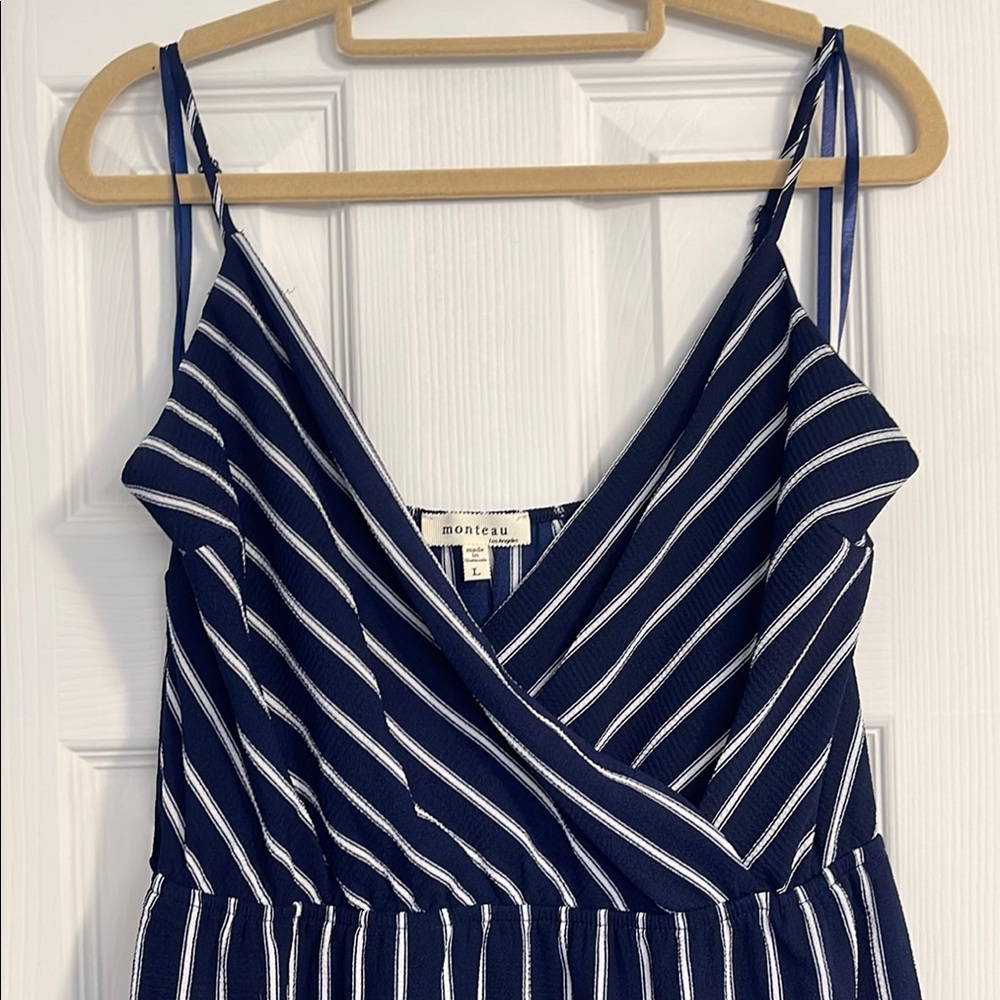 Monteau Blue and White Mini Dress - Picture 2 of 8